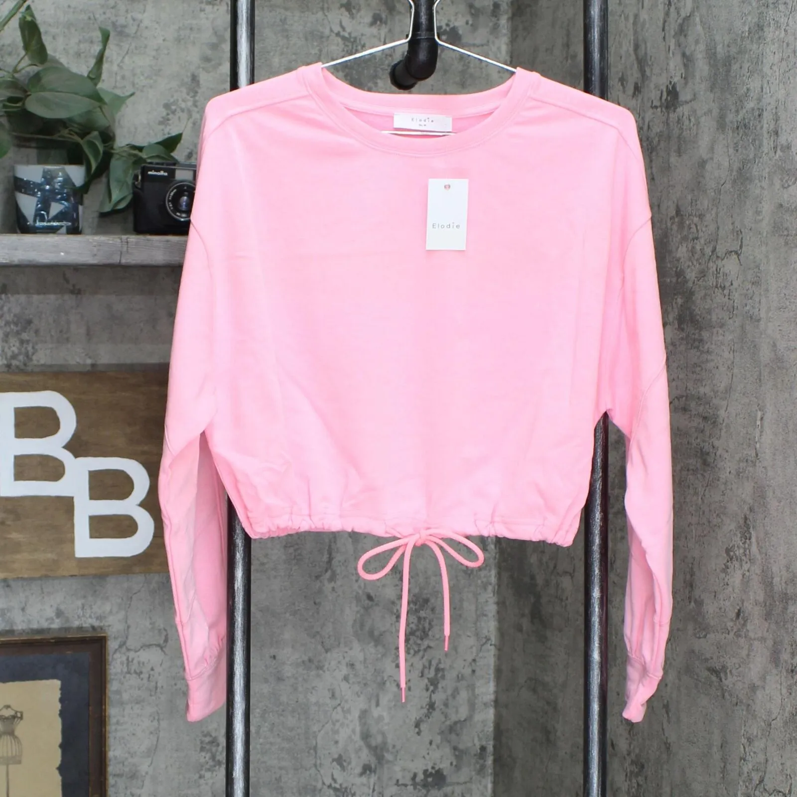Elodie Womens Pullover French Terry Lined Sweatshirt with Waist Drawstring