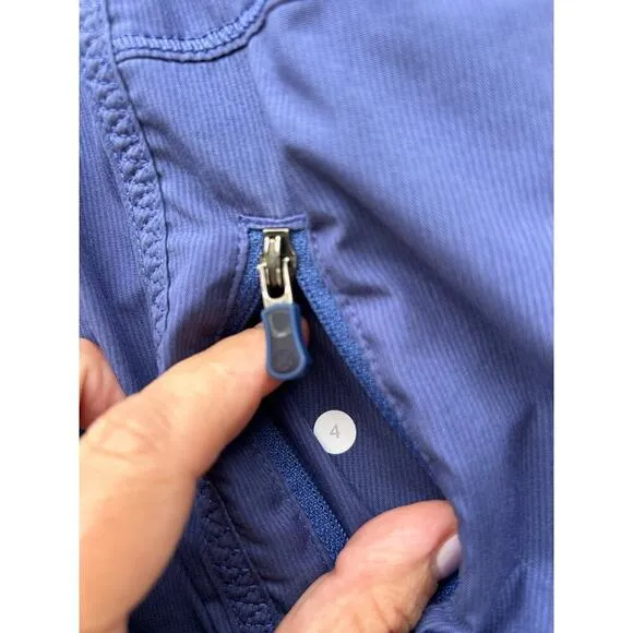 Lululemon Speed Up Short 4&quot; Royalty Blue Zipper Pocket Running Activewear Sz 6